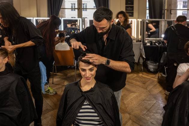 PFW - Georges Hobeika Backstage Models seen backstage prior to the Georges Hobeika Haute Couture Autumn Winter 2025-2026 show, as part of Paris Fashion Week in Paris, France on July 7, 2025. Photo by Ammar Abd Rabbo ABACAPRESS.COM Paris France  Copyright: xAbdxRabboxAmmar ABACAx