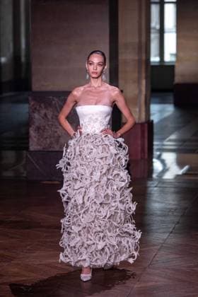 PFW - Georges Hobeika Runway A model walks the runway at the Georges Hobeika Haute Couture Fall Winter 2025-2026 show, as part of Paris Fashion Week in Paris, France on July 7, 2025. Photo by Ammar Abd Rabbo ABACAPRESS.COM Paris France  Copyright: xAbdxRabboxAmmar ABACAx