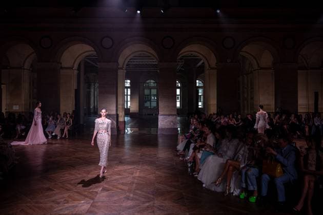 PFW - Georges Hobeika Runway A model walks the runway at the Georges Hobeika Haute Couture Fall Winter 2025-2026 show, as part of Paris Fashion Week in Paris, France on July 7, 2025. Photo by Ammar Abd Rabbo ABACAPRESS.COM Paris France  Copyright: xAbdxRabboxAmmar ABACAx