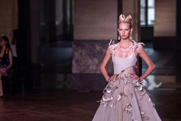 PFW - Georges Hobeika Runway A model walks the runway at the Georges Hobeika Haute Couture Fall Winter 2025-2026 show, as part of Paris Fashion Week in Paris, France on July 7, 2025. Photo by Ammar Abd Rabbo ABACAPRESS.COM Paris France  Copyright: xAbdxRabboxAmmar ABACAx