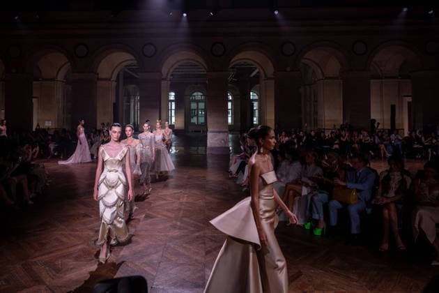 PFW - Georges Hobeika Runway A model walks the runway at the Georges Hobeika Haute Couture Fall Winter 2025-2026 show, as part of Paris Fashion Week in Paris, France on July 7, 2025. Photo by Ammar Abd Rabbo ABACAPRESS.COM Paris France  Copyright: xAbdxRabboxAmmar ABACAx
