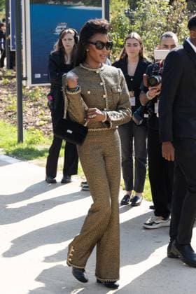 PFW Chanel Outside Arrivals NB Naomi Campbell arriving at the Chanel show as part of Haute Couture Fashion Week on July 08, 2025 in Paris, France. Photo by Nasser Berzane ABACAPRESS.COM Paris France  Copyright: xBerzanexNasser ABACAx