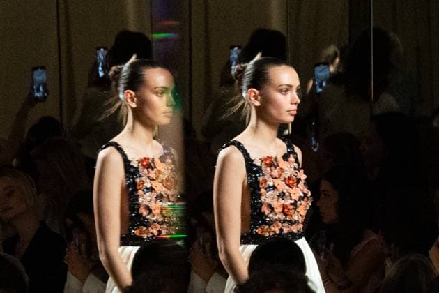 PFW Chanel Runway AM A model walks the runway during the Chanel Haute Couture Fall Winter 2025 2026 show as part of Paris Fashion Week in Paris, France on July 08, 2025. Photo by Aurore Marechal ABACAPRESS.COM Paris France  Copyright: xMarechalxAurore ABACAx