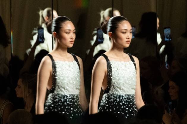 PFW Chanel Runway AM A model walks the runway during the Chanel Haute Couture Fall Winter 2025 2026 show as part of Paris Fashion Week in Paris, France on July 08, 2025. Photo by Aurore Marechal ABACAPRESS.COM Paris France  Copyright: xMarechalxAurore ABACAx