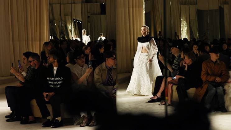 (250708) -- PARIS, July 8, 2025 -- A model presents a creation from the haute couture Fall-Winter 2025 2026 collections by French fashion house Chanel during the Paris Haute Couture Week, in Paris, France, on July 8, 2025. ) FRANCE-PARIS-HAUTE COUTURE WEEK-CHANEL GaoxJing 