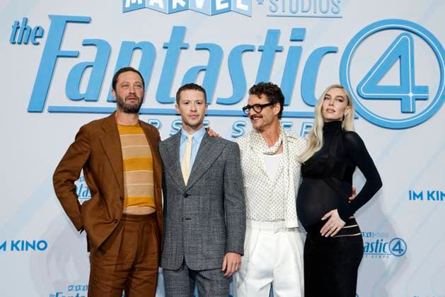 Ebon Moss Bachrach, Joseph Quinn, Pedro Pascal and Vanessa Kirby at The Fantastic Four First Steps movie premiere and fan event on 8 07 2025 at the Center am Potsdamer Platz in Berlin The Fantastic Four movie premiere in Berlin