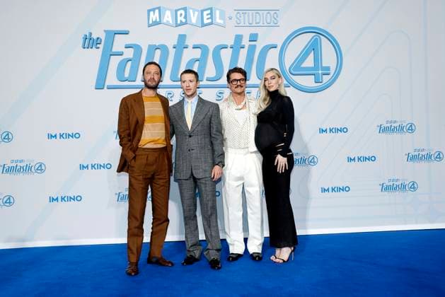 Ebon Moss Bachrach, Joseph Quinn, Pedro Pascal and Vanessa Kirby at The Fantastic Four First Steps movie premiere and fan event on 8 07 2025 at the Center am Potsdamer Platz in Berlin The Fantastic Four movie premiere in Berlin