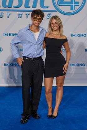 Noah Miguell and Lara Spengler Fan Event THE FANTASTIC FOUR FIRST STEPS at the Center in Berlin on 08 07 2025 Fan Event The Fantastic Four