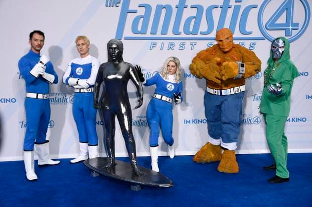 The Fantastic Four, Shalla Bal and Doctor Doom cosplayers at the fan event for the movie The Fantastic Four First Steps at Das Center Berlin, 08 07 2025 Foto:xN.xKubelkax xFuturexImagex fantastic_5812
