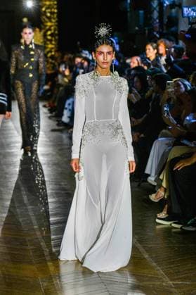 PFW - Juana Martin Runway A model walks the runway during the Juana Martin Haute Couture Fall Winter 2025 2026 show as part of Paris Fashion Week on July 08, 2025 in Paris, France. Photo by Shootpix ABACAPRESS.COM Paris France  Copyright: xShootpix ABACAx