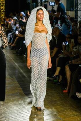 PFW - Juana Martin Runway A model walks the runway during the Juana Martin Haute Couture Fall Winter 2025 2026 show as part of Paris Fashion Week on July 08, 2025 in Paris, France. Photo by Shootpix ABACAPRESS.COM Paris France  Copyright: xShootpix ABACAx