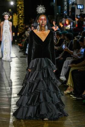 PFW - Juana Martin Runway A model walks the runway during the Juana Martin Haute Couture Fall Winter 2025 2026 show as part of Paris Fashion Week on July 08, 2025 in Paris, France. Photo by Shootpix ABACAPRESS.COM Paris France  Copyright: xShootpix ABACAx