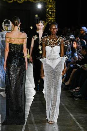 PFW - Juana Martin Runway A model walks the runway during the Juana Martin Haute Couture Fall Winter 2025 2026 show as part of Paris Fashion Week on July 08, 2025 in Paris, France. Photo by Shootpix ABACAPRESS.COM Paris France  Copyright: xShootpix ABACAx