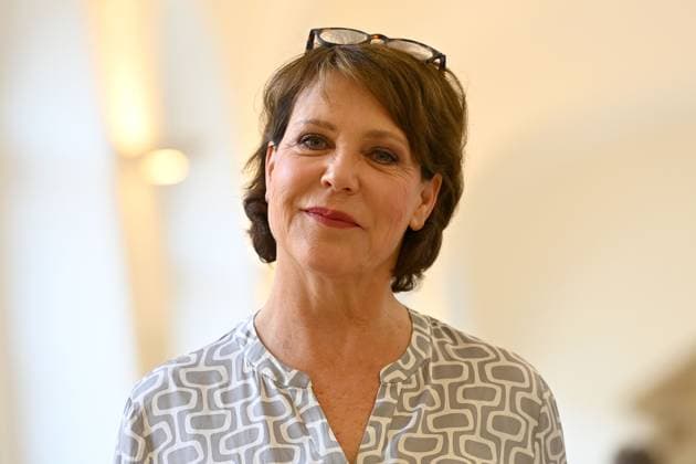 Janina HARTWIG actress single picture,cropped single motif,portrait,portrait,portrait award Bavarian Order of Merit in the Antiquariat of the Residence in Munich on 09 07 2025