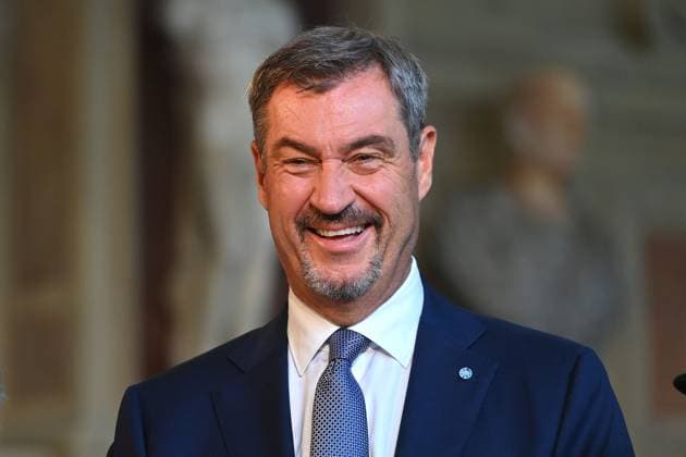 Markus SOEDER State Premier of Bavaria and CSU Chairman, laughing,laughing,laughing,optimistic,good-humored, single picture,cropped single motif,portrait,portrait,portrait award ceremony Bavarian Order of Merit in the Antiquariat of the Residence in Munich on 09 07 2025