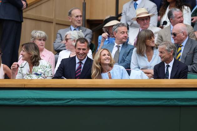 . 09 07 2025. London, United Kingdom. Royal Box including Queen Camilla , Peter Phillips and Harriet Sperling on day ten of the Wimbledon Tennis Championships in London.  xStephenxLockx xi-Imagesx IIM-26087-0015
