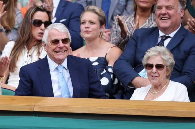 . 09 07 2025. London, United Kingdom. Royal Box including Queen Camilla , Peter Phillips and Harriet Sperling on day ten of the Wimbledon Tennis Championships in London.  xStephenxLockx xi-Imagesx IIM-26087-0024