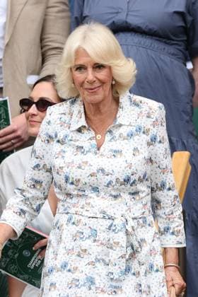 . 09 07 2025. London, United Kingdom. Royal Box including Queen Camilla , Peter Phillips and Harriet Sperling on day ten of the Wimbledon Tennis Championships in London.  xStephenxLockx xi-Imagesx IIM-26087-0030