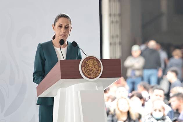 July 9, 2025, Mexico, Cdmx, Mexico: Mexican President CLAUDIA SHEIMBAUM and Mayor CLARA BRUGADA celebrate the International Day for the Destruction of Firearms. On the esplanade of the Basilica of Guadalupe, members of the Ministry of National Defense (DEFENSA) use tools to destroy the lethal weapons they collect to combat violence. This is to promote a culture of peace; owners of these weapons are not punished or sanctioned for collaborating with this cause. This date was promoted in 2001 by the General Conference on the Illicit Trade in Small Arms and Light Weapons, to counter illegal arms trafficking. Mexico Mexico - ZUMAp204 20250709_zip_p204_005 Copyright: xJosuexPerezx
