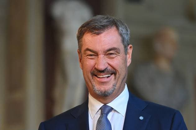 Markus SOEDER State Premier of Bavaria and CSU Chairman, laughing,laughing,laughing,optimistic,good-humored, single picture,cropped single motif,portrait,portrait,portrait award ceremony Bavarian Order of Merit in the Antiquariat of the Residence in Munich on 09 07 2025