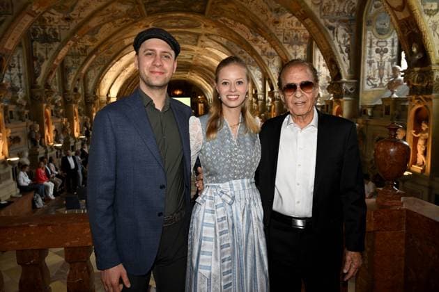 Michael Holm with daughter Anna and son Maximilian Bavarian Order of Merit in the Antiquarium of the Residence in Munich on July 9, 2025