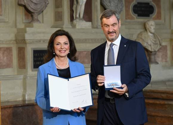 Uschi Dämmrich von Luttitz, Markus Söder Bavarian Order of Merit in the Antiquarium of the Residence in Munich on July 9, 2025