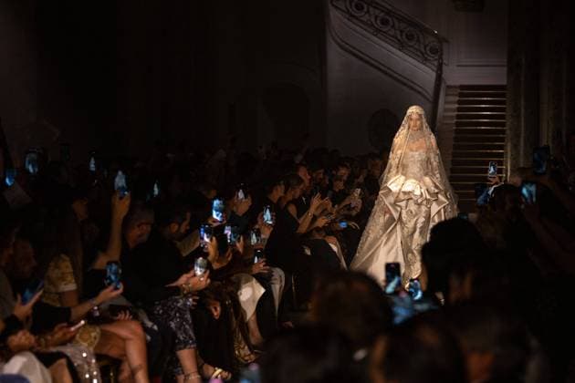 PFW - Elie Saab Runway A model walks the runway at the Elie Saab Haute Couture Fall Winter 2025-2026 show, as part of Paris Fashion Week in Paris, France on July 9, 2025. Photo by Ammar Abd Rabbo ABACAPRESS.COM Paris France  Copyright: xAbdxRabboxAmmar ABACAx