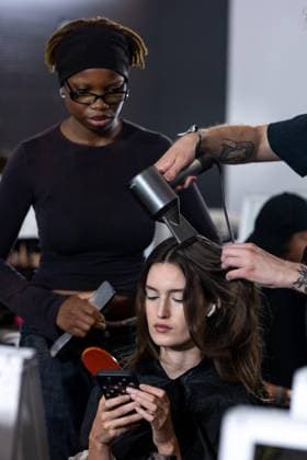 PFW - Elie Saab Backstage Models and hairdressers and make up artists seen backstage prior to the Elie Saab Haute Couture Fall Winter 2025-2026 show, as part of Paris Fashion Week in Paris, France on July 9, 2025. Photo by Ammar Abd Rabbo ABACAPRESS.COM Paris France  Copyright: xAbdxRabboxAmmar ABACAx