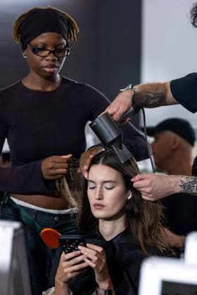 PFW - Elie Saab Backstage Models and hairdressers and make up artists seen backstage prior to the Elie Saab Haute Couture Fall Winter 2025-2026 show, as part of Paris Fashion Week in Paris, France on July 9, 2025. Photo by Ammar Abd Rabbo ABACAPRESS.COM Paris France  Copyright: xAbdxRabboxAmmar ABACAx