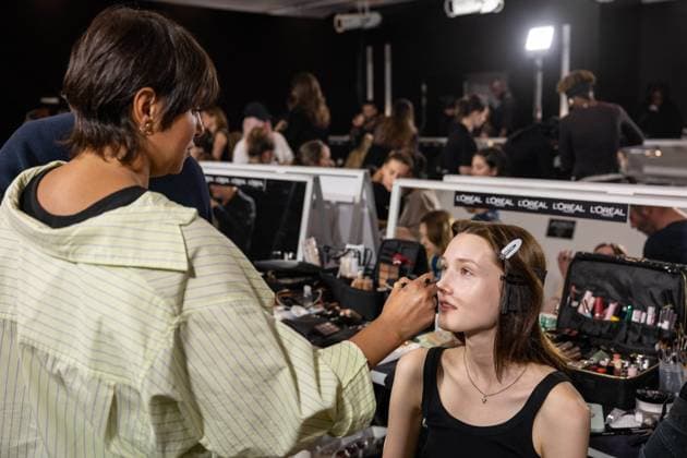 PFW - Elie Saab Backstage Models and hairdressers and make up artists seen backstage prior to the Elie Saab Haute Couture Fall Winter 2025-2026 show, as part of Paris Fashion Week in Paris, France on July 9, 2025. Photo by Ammar Abd Rabbo ABACAPRESS.COM Paris France  Copyright: xAbdxRabboxAmmar ABACAx