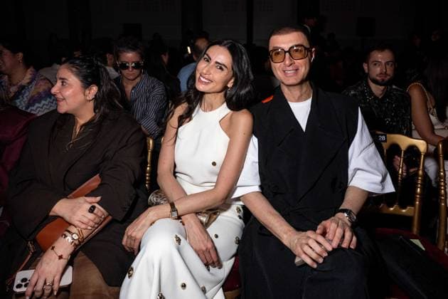 PFW - Elie Saab Front Row L-R : Diala Makki and Bilal Al Arabi attend the Elie Saab Haute Couture Fall Winter 2025-2026 show, as part of Paris Fashion Week in Paris, France on July 9, 2025. Photo by Ammar Abd Rabbo ABACAPRESS.COM Paris France  Copyright: xAbdxRabboxAmmar ABACAx