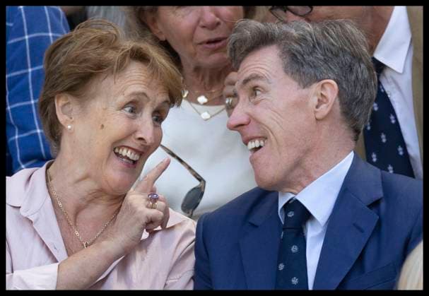 . 10 07 2025. London, United Kingdom. Fiona Shaw and Rob Brydon in the Royal Box on day eleven of the Wimbledon Tennis Championships in London..  xStephenxLockx xi-Imagesx IIM-26093-0049