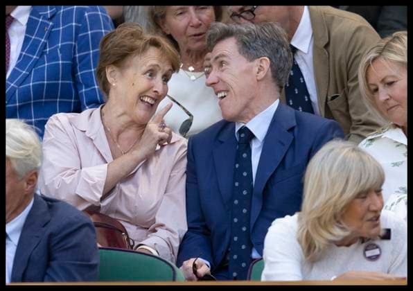 . 10 07 2025. London, United Kingdom. Fiona Shaw and Rob Brydon in the Royal Box on day eleven of the Wimbledon Tennis Championships in London..  xStephenxLockx xi-Imagesx IIM-26093-0050