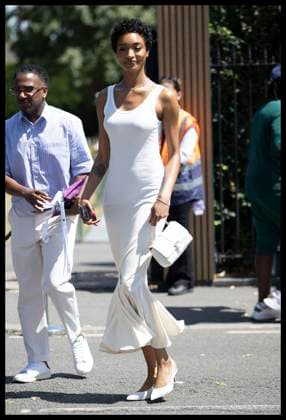 . 10 07 2025. London, United Kingdom. Model Jourdan Dunn arriving on day eleven of the Wimbledon Tennis Championships in London..  xStephenxLockx xi-Imagesx IIM-26093-0059