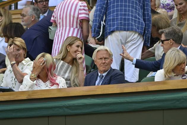 Tennis : Wimbledon -2025 - ITF - Tennis - Wimbledon - ITF - Bjorn Borg et sa femme - Royal box GB  Copyright: xChryslenexCaillaudx xPznewsx