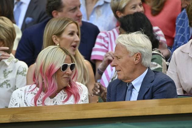 Tennis : Wimbledon -2025 - ITF - Tennis - Wimbledon - ITF - Bjorn Borg et sa femme - Royal box GB  Copyright: xChryslenexCaillaudx xPznewsx