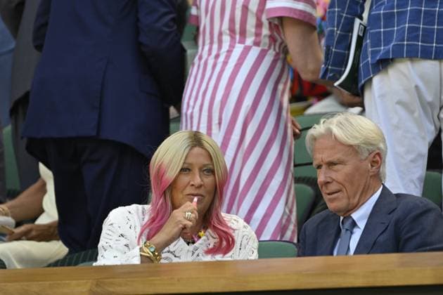 Tennis : Wimbledon -2025 - ITF - Tennis - Wimbledon - ITF - Bjorn Borg et sa femme - Royal box GB  Copyright: xChryslenexCaillaudx xPznewsx
