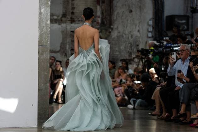 PFW - Rami Al Ali Runway A model walks the runway at the Rami Al Ali Haute Couture Fall Winter 2025-2026 show, as part of Paris Fashion Week in Paris, France on July 10, 2025. Rami Al Ali is the first Syrian fashion designer to present a collection ‘officially’ at the Paris Haute Couture week. Photo by Ammar Abd Rabbo ABACAPRESS.COM Paris France  Copyright: xAbdxRabboxAmmar ABACAx
