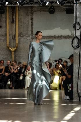 PFW - Rami Al Ali Runway A model walks the runway at the Rami Al Ali Haute Couture Fall Winter 2025-2026 show, as part of Paris Fashion Week in Paris, France on July 10, 2025. Rami Al Ali is the first Syrian fashion designer to present a collection ‘officially’ at the Paris Haute Couture week. Photo by Ammar Abd Rabbo ABACAPRESS.COM Paris France  Copyright: xAbdxRabboxAmmar ABACAx