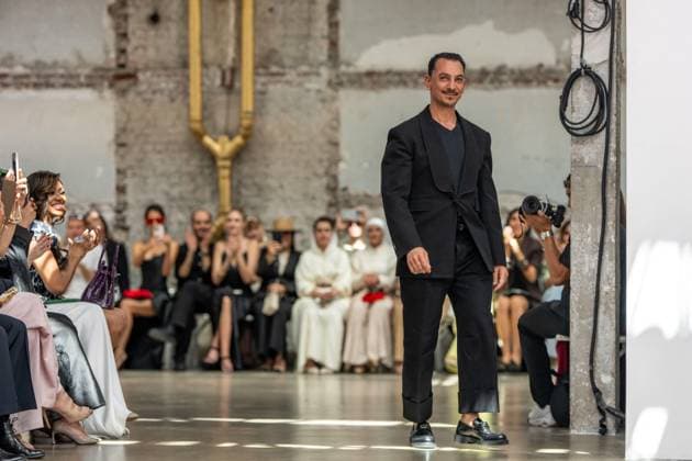 PFW - Rami Al Ali Runway Rami Al Ali seen at the end of his Haute Couture Fall Winter 2025-2026 show, as part of Paris Fashion Week in Paris, France on July 10, 2025. Rami Al Ali is the first Syrian fashion designer to present a collection ‘officially’ at the Paris Haute Couture week. Photo by Ammar Abd Rabbo ABACAPRESS.COM Paris France  Copyright: xAbdxRabboxAmmar ABACAx