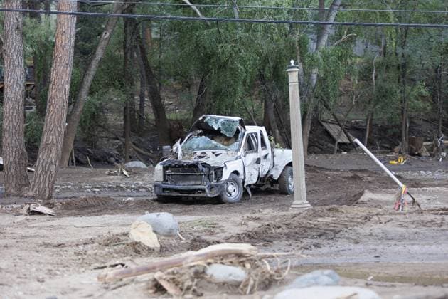 Flash flooding in New Mexico kills 3 RUIDOSO, NEW MEXICO, USA - JULY 11: A view of the destruction in the wake of a flash flood that descended upon the New Mexico mountain community of Ruidoso, New Mexico, United States on July 11, 2025. Torrential rainfall in southern New Mexico caused severe flash flooding on Tuesday, leaving at least three people dead and leading to dozens of emergency rescues, according to US local media. Jorge Salgado Anadolu New Mexico United States. Editorial use only. Please get in touch for any other usage.  Copyright: x2025xAnadoluxJorgexSalgadox