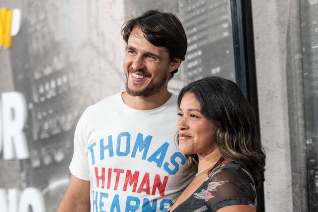 July 11, 2025, Bronx, New York, USA: Gina Rodriguez and Joe Locicero arrive for Katie Taylor vs Amanda Serrano 3 boxing bout at Madison Square Garden in New York, NY on July 11, 2025 Bronx USA - ZUMAr339 20250711_znp_r339_024 Copyright: xLevxRadinx