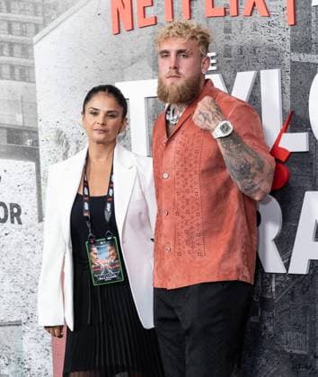 July 11, 2025, Bronx, New York, USA: Bela Bejaria and Jake Paul arrive for Katie Taylor vs Amanda Serrano 3 boxing bout at Madison Square Garden in New York, NY on July 11, 2025 Bronx USA - ZUMAr339 20250711_znp_r339_038 Copyright: xLevxRadinx