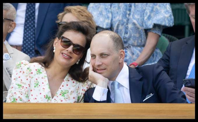 . 13 07 2025. London, United Kingdom. Lord Frederick Windsor and wife Sophie Winkleman in the Royal Box on the last day of the Wimbledon Tennis Championships in London.  xStephenxLockx xi-Imagesx IIM-26103-0071