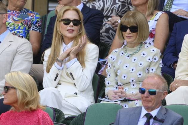 Wimbledon Tennis Championships - Day 14 LONDON, UNITED KINGDOM - JULY 13: Actress Nicole Kidman and Dame Anna Wintour watch tennis from the Royal Box during day fourteen of the 2025 Wimbledon Championships at The All England Lawn Tennis and Croquet Club in Wimbledon on July 13, 2025, in London, United Kingdom. Ray Tang Anadolu London United Kingdom. Editorial use only. Please get in touch for any other usage.  Copyright: x2025xAnadoluxRayxTangx