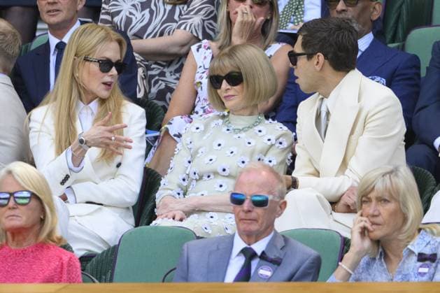 Wimbledon Tennis Championships - Day 14 LONDON, UNITED KINGDOM - JULY 13: Sir Chris Hoy, actress Nicole Kidman, Dame Anna Wintour and James Righton watch tennis from the Royal Box during day fourteen of the 2025 Wimbledon Championships at The All England Lawn Tennis and Croquet Club in Wimbledon on July 13, 2025, in London, United Kingdom. Ray Tang Anadolu London United Kingdom. Editorial use only. Please get in touch for any other usage.  Copyright: x2025xAnadoluxRayxTangx