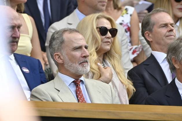 Tennis : Wimbledon -2025 - ITF - Tennis - Wimbledon - ITF - Royal Box - Arrivee de la famille royale d Angleterre - Prince William de Galles - Princesse Kate de Galles - Georges et Charlotte - Roi Felipe d Espagne GB  Copyright: xChryslenexCaillaudx xPznewsx