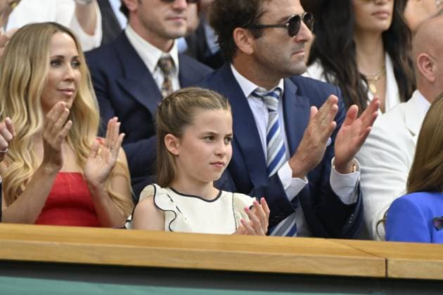 Tennis : Wimbledon -2025 - ITF - Tennis - Wimbledon - ITF - Royal Box - Arrivee de la famille royale d Angleterre - Prince William de Galles - Princesse Kate de Galles - Georges et Charlotte GB  Copyright: xChryslenexCaillaudx xPznewsx