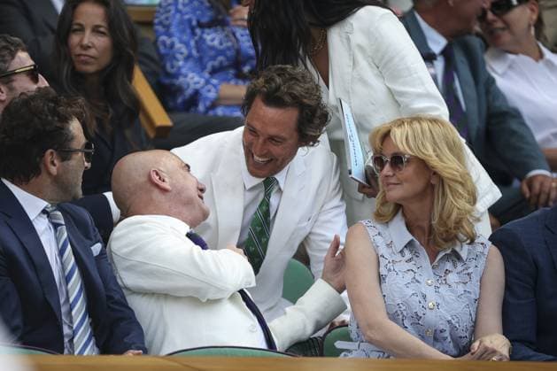 Wimbledon Championships Mens Final Wimbledon Championships 2025 Day 14, 13 07 25 Gentlemens’ Singles - Final Centre Court Jannick Sinner v Carlos Alcaraz celebrities and VIPs attend. Matthew McConaughey and Andre Agassi  Copyright: xMarcxAspland ThexTimesx NINTCHDBPICT001009664530