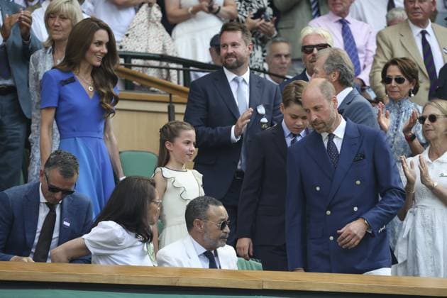 Wimbledon Championships 2025 Day 14, 01 07 25 Wimbledon Championships 2025 Day 14, 13 07 25 Gentlemens’ Singles - Final Centre Court Jannick Sinner v Carlos Alcaraz Prince and Princess of Wales in the Royal Box on Centre Court with Prince George and Princess Charlotte  Copyright: xMarcxAspland ThexTimesx NINTCHDBPICT001009666447